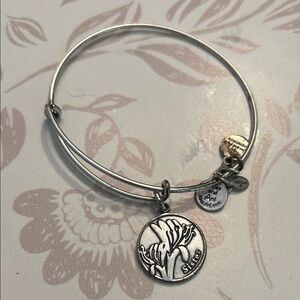 Silver Sister Charm Bangle Bracelet